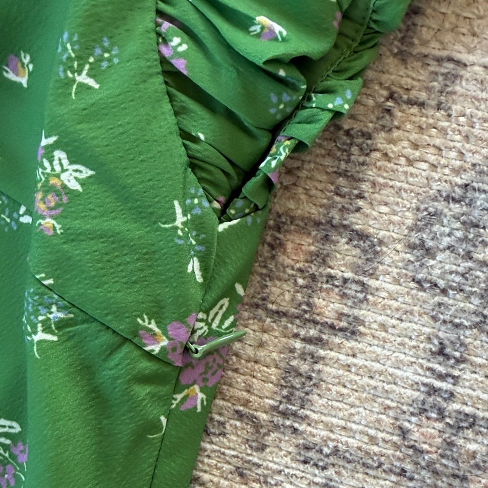 Böhme Green Floral Satin Midi Dress – Puff Sleeve | NWT | Romantic size M - Picture 5 of 12